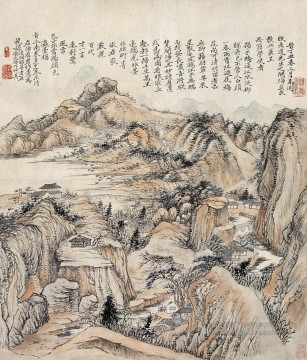 Shitao mountain in autumn old China ink Oil Paintings
